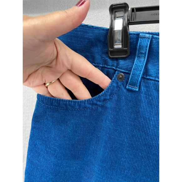 LL Bean Pants Womens Sz 18T Tall Blue Corduroy Straight Leg Favorite Fit Stretch - Picture 7 of 12